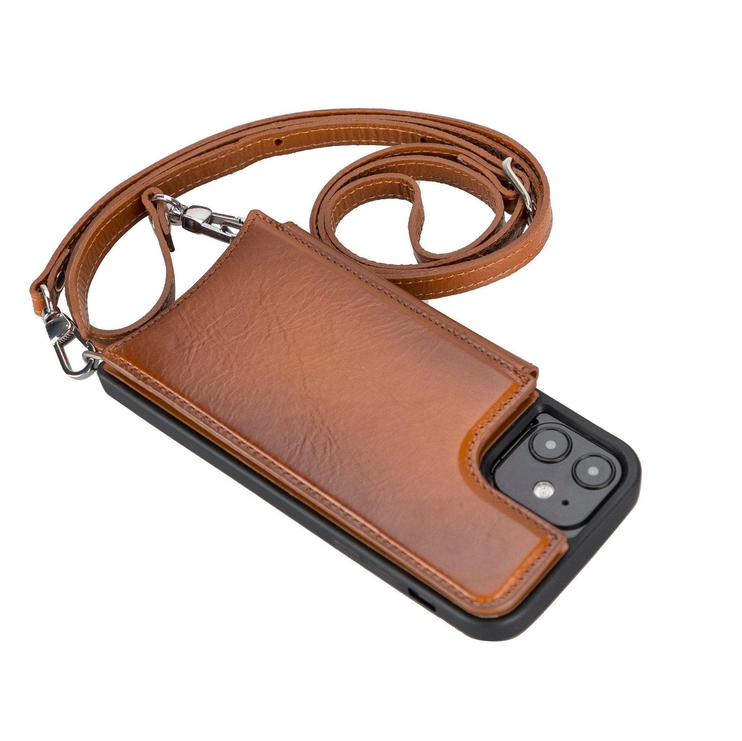 iPhone 12 Pro Max Leather Wallet Case with Shoulder Strap – Saff Mizuri Leather