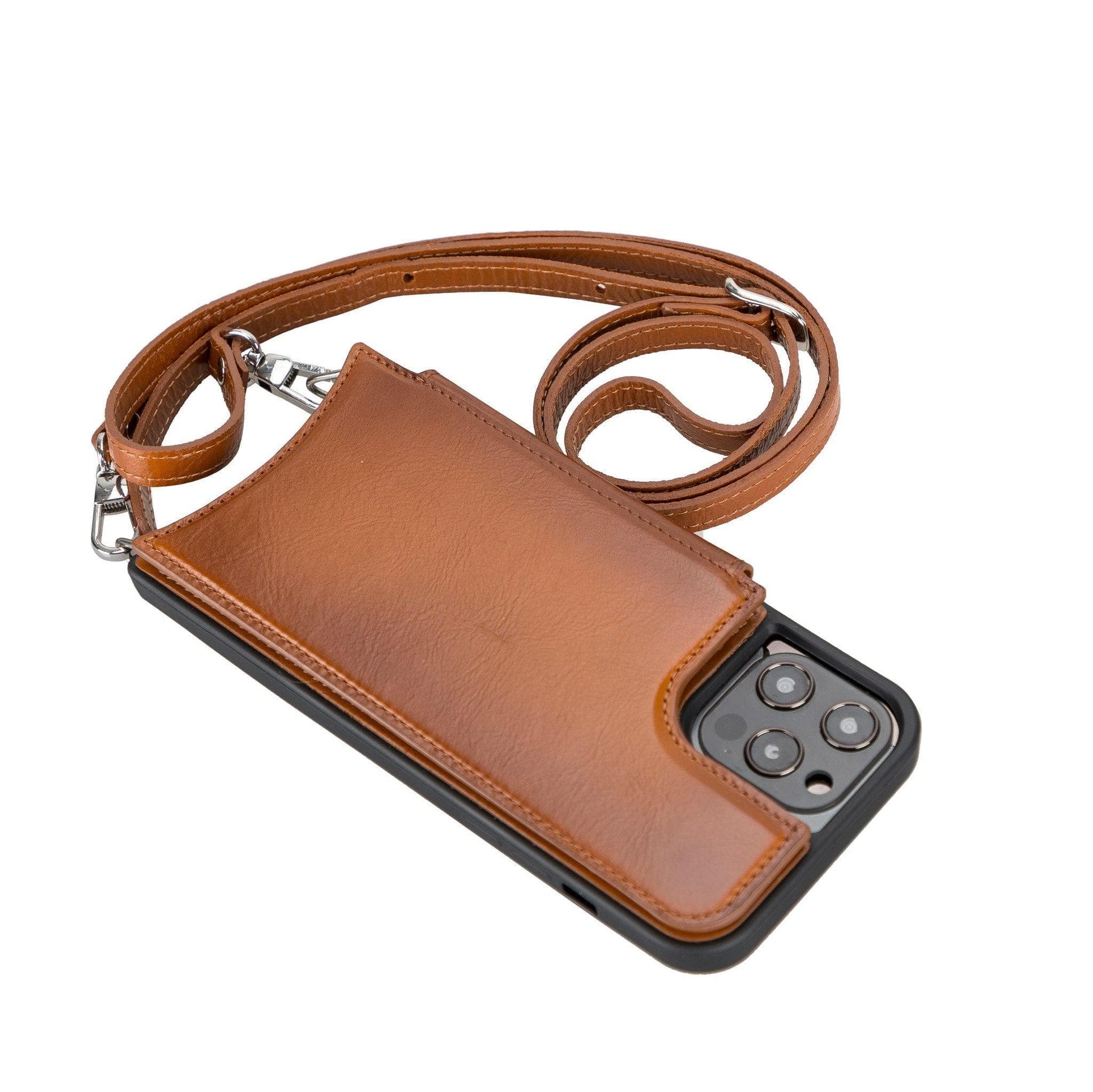 iPhone 12 Pro Max Leather Wallet Case with Shoulder Strap – Saff Mizuri Leather