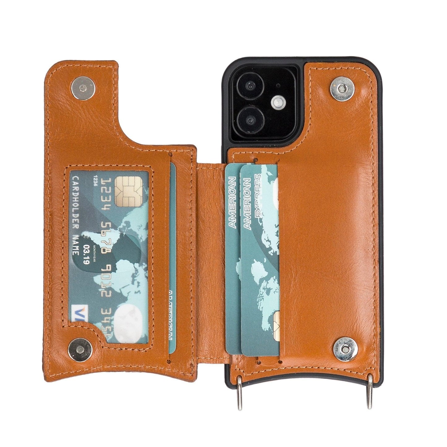 iPhone 12 / 12 Pro Leather Wallet Case with Shoulder Strap – Saff Mizuri Leather