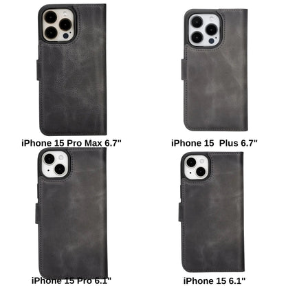 iPhone 15 Plus Leather Wallet Case Detachable RFID MagSafe – Magic Series Mizuri Leather