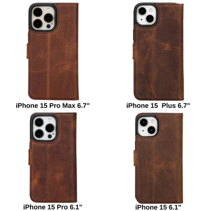 iPhone 15 Plus Leather Wallet Case Detachable RFID MagSafe – Magic Series Mizuri Leather