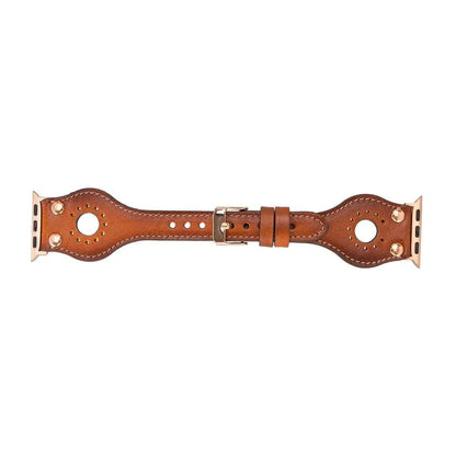 Ronda Leather Apple Watch Band with Rose Gold Trok Mizuri Leather