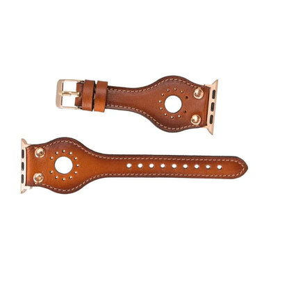 Ronda Leather Apple Watch Band with Rose Gold Trok Mizuri Leather