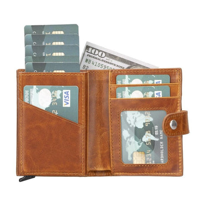Palertag Zip Mechanical Leather Card Holder with AirTag Slot Mizuri Leather