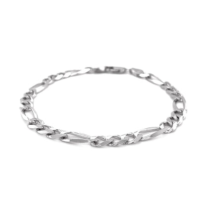 6.0mm 14k White Gold Solid Figaro Bracelet Bids.com