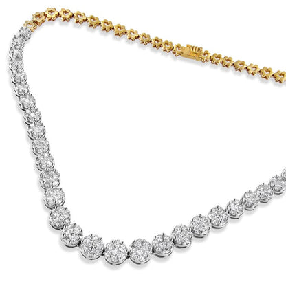 IGI Certified 14K Yellow Gold 14 3/4 cttw Pave Set Round-Cut Diamond Riviera Necklace (F-G Color, S2-I1 Clarity) Bids.com