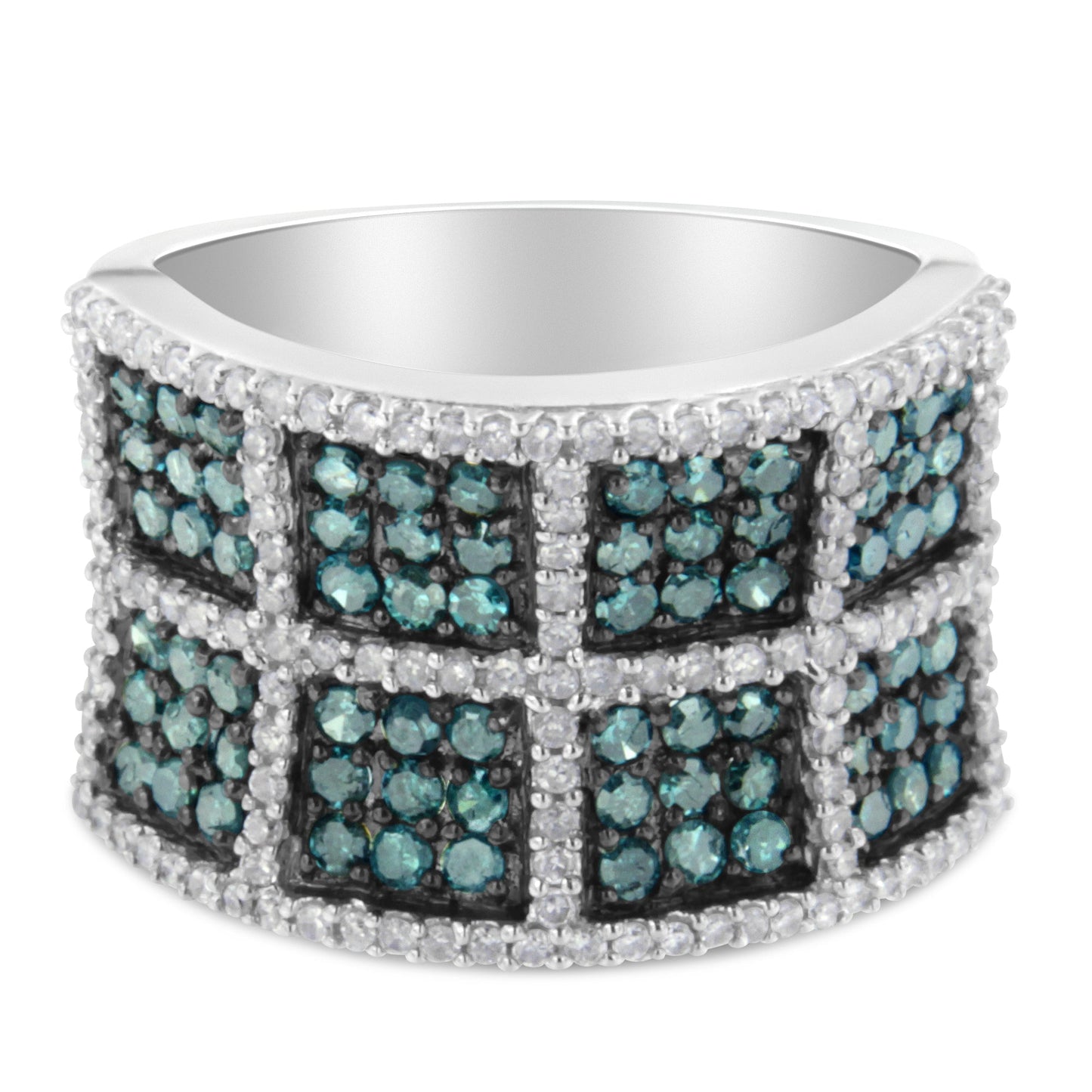 14K White Gold White and Treated Blue Diamond Cocktail Ring (1 1/2 Cttw, H-I Color, I1-I2 Clarity) - Size 6 Bids.com