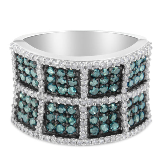 14K White Gold White and Treated Blue Diamond Cocktail Ring (1 1/2 Cttw, H-I Color, I1-I2 Clarity) - Size 6 Bids.com