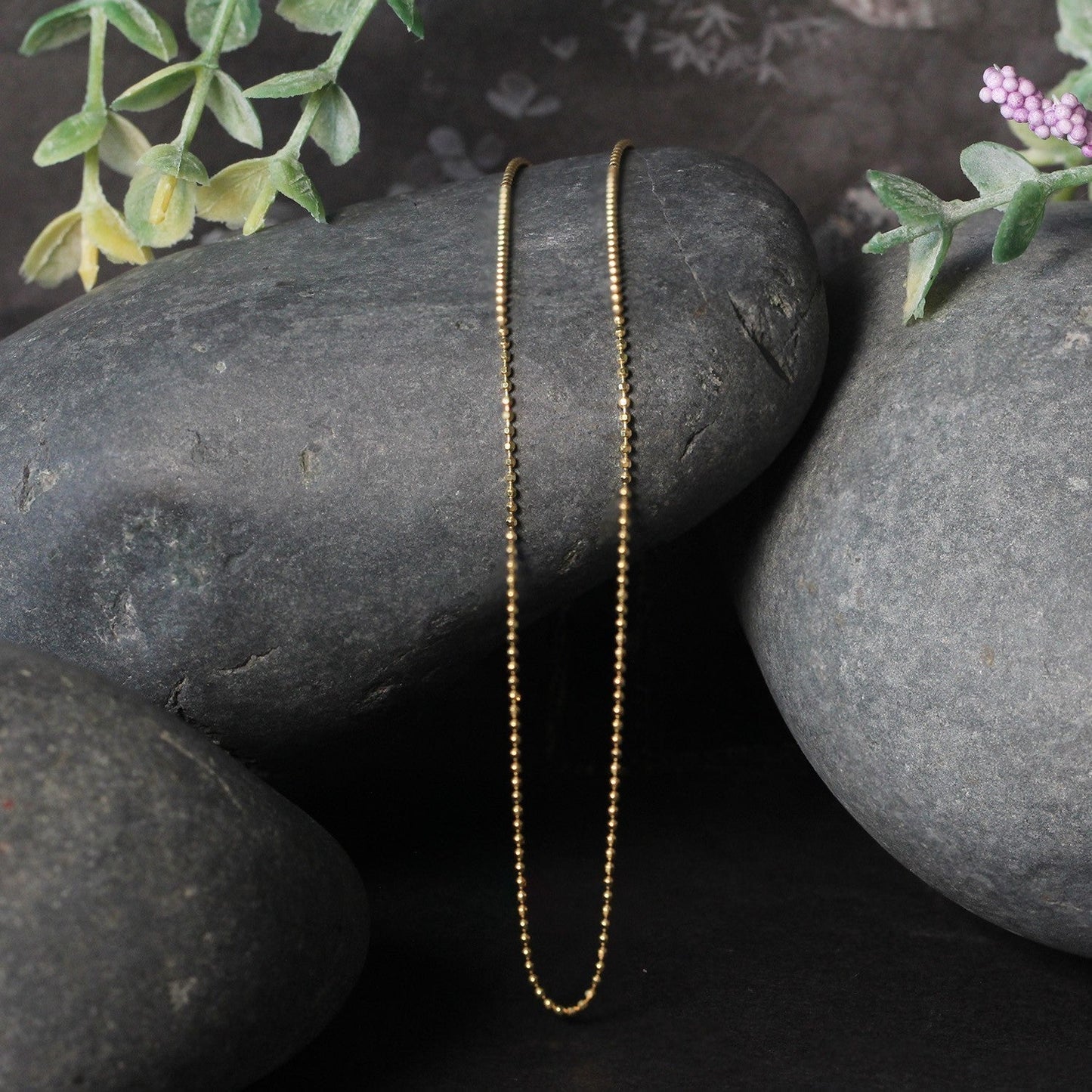14k Yellow Gold Diamond-Cut Bead Chain 1.0mm Bids.com