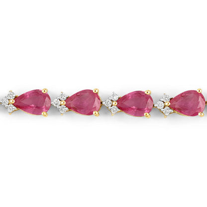 9.33 Carat Genuine Ruby and White Diamond 14K Yellow Gold Bracelet Bids.com