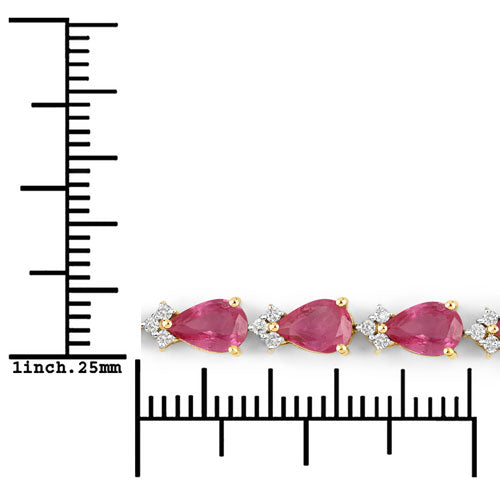 9.33 Carat Genuine Ruby and White Diamond 14K Yellow Gold Bracelet Bids.com