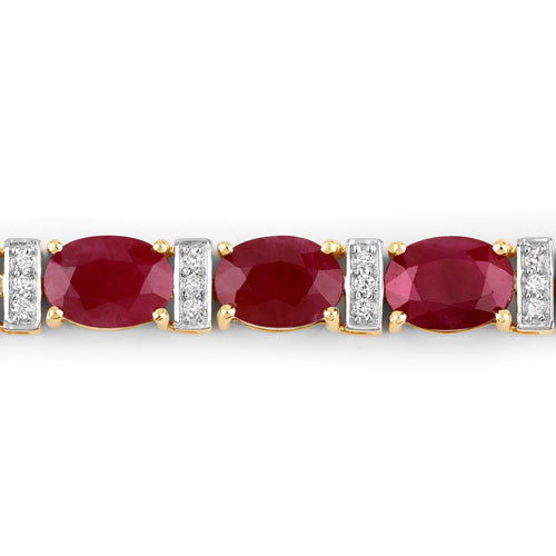 16.52 Carat Genuine Ruby and White Diamond 14K Yellow Gold Bracelet Bids.com