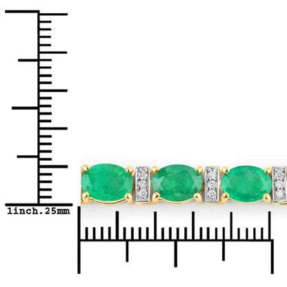 14.05 Carat Genuine Zambian Emerald and White Diamond 14K Yellow Gold Bracelet Bids.com