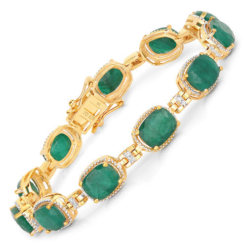 15.06 Carat Dyed Emerald and White Diamond .925 Sterling Silver Bracelet Bids.com