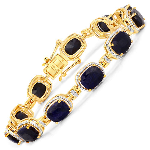 21.11 Carat Dyed Sapphire and White Diamond .925 Sterling Silver Bracelet Bids.com