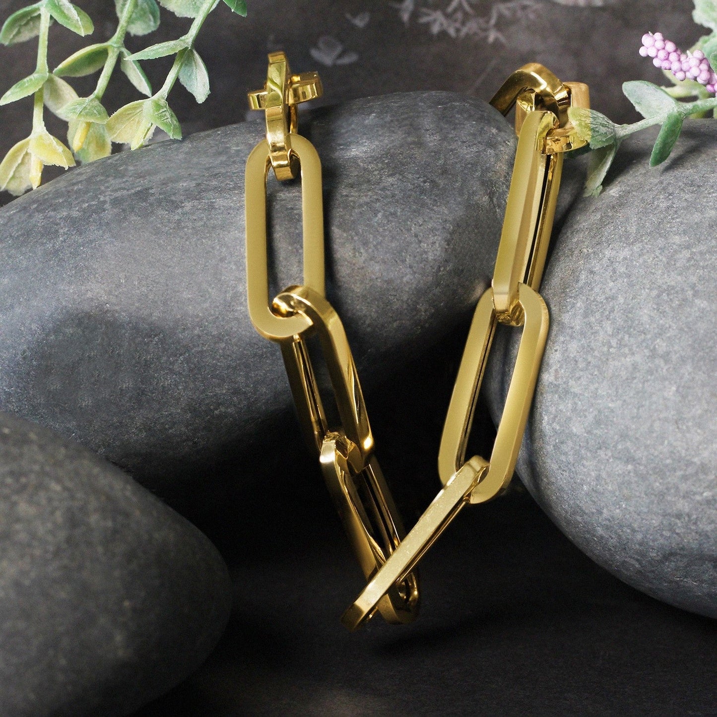 14k Yellow Gold Extra Wide Paperclip Chain Necklace Bids.com