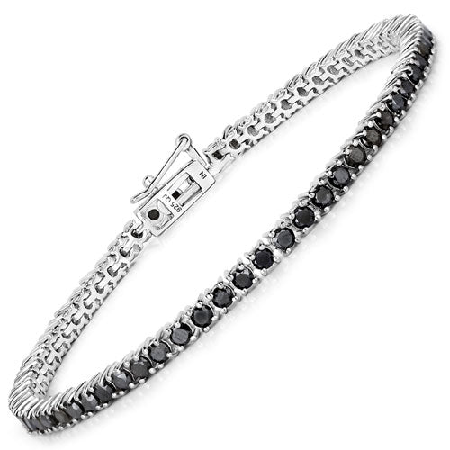3.15 Carat Genuine Black Diamond .925 Sterling Silver Bracelet Bids.com