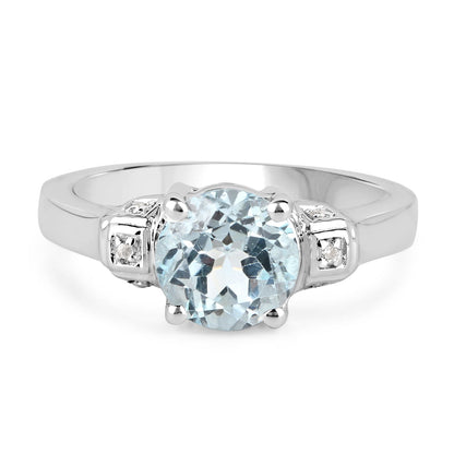 2.28 Carat Genuine Blue Topaz and White Topaz .925 Sterling Silver Ring Bids.com
