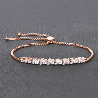 0.89 Carat Genuine Morganite and White Topaz .925 Sterling Silver Bracelet Bids.com