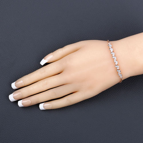 0.89 Carat Genuine Morganite and White Topaz .925 Sterling Silver Bracelet Bids.com