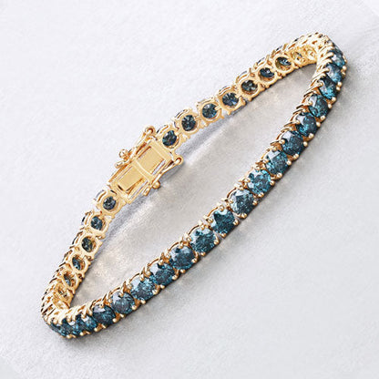 12.95 Carat Genuine Blue Diamond 14K Yellow Gold Bracelet Bids.com