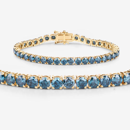 12.95 Carat Genuine Blue Diamond 14K Yellow Gold Bracelet Bids.com