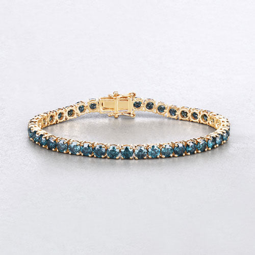 12.95 Carat Genuine Blue Diamond 14K Yellow Gold Bracelet Bids.com