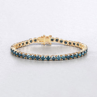 12.95 Carat Genuine Blue Diamond 14K Yellow Gold Bracelet Bids.com
