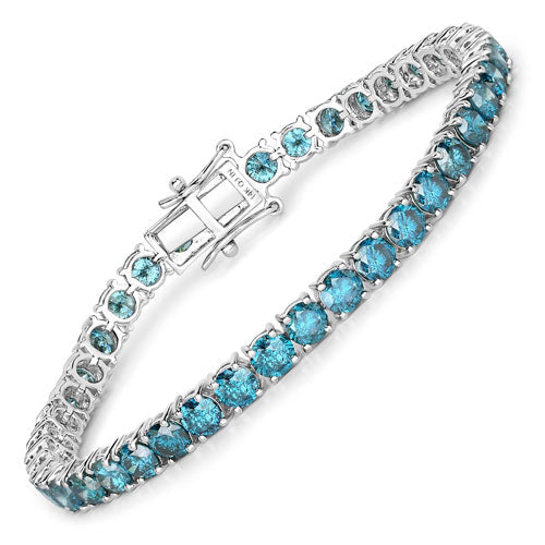14.33 Carat Genuine Blue Diamond 14K White Gold Bracelet Bids.com