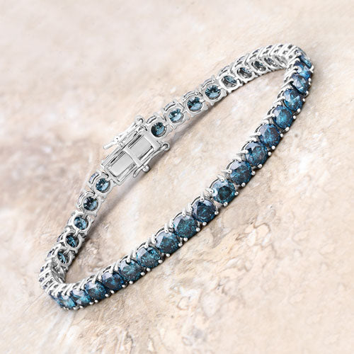 14.33 Carat Genuine Blue Diamond 14K White Gold Bracelet Bids.com