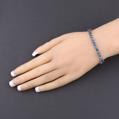 14.33 Carat Genuine Blue Diamond 14K White Gold Bracelet Bids.com