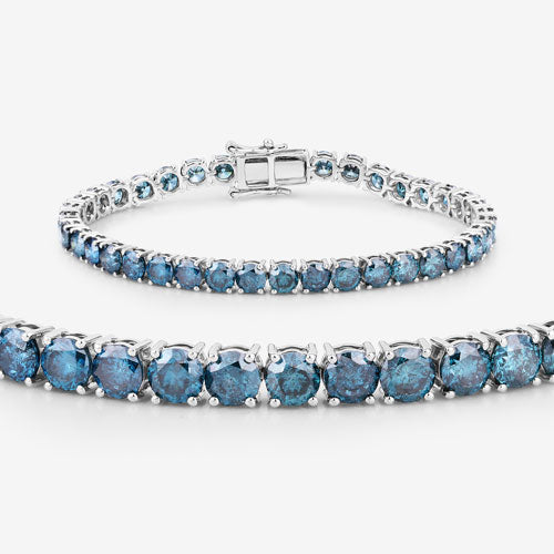 14.33 Carat Genuine Blue Diamond 14K White Gold Bracelet Bids.com