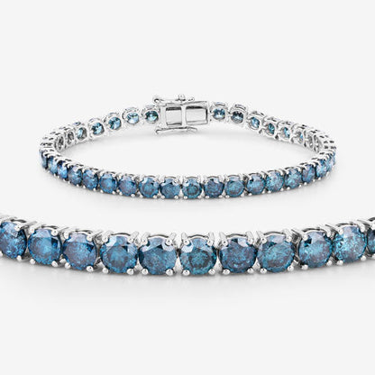14.33 Carat Genuine Blue Diamond 14K White Gold Bracelet Bids.com