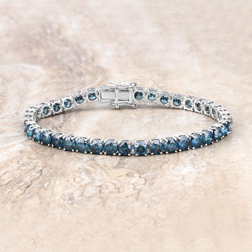 14.33 Carat Genuine Blue Diamond 14K White Gold Bracelet Bids.com