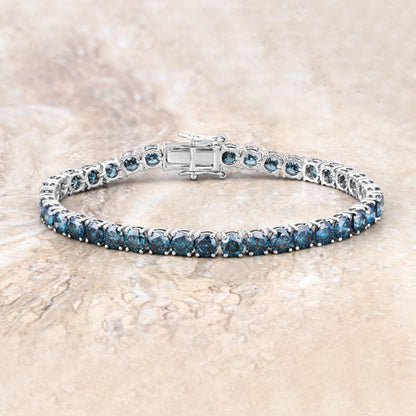 14.33 Carat Genuine Blue Diamond 14K White Gold Bracelet Bids.com