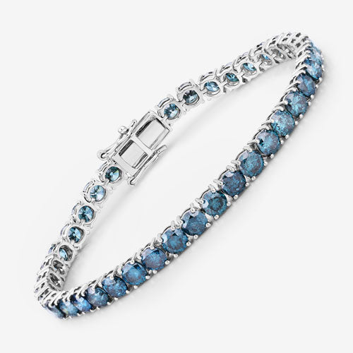 14.33 Carat Genuine Blue Diamond 14K White Gold Bracelet Bids.com