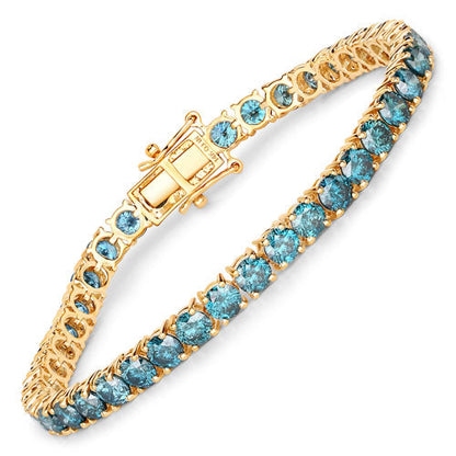 14.33 Carat Genuine Blue Diamond 14K Yellow Gold Bracelet Bids.com