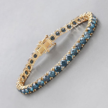 14.33 Carat Genuine Blue Diamond 14K Yellow Gold Bracelet Bids.com