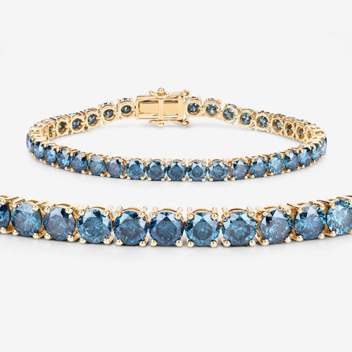 14.33 Carat Genuine Blue Diamond 14K Yellow Gold Bracelet Bids.com