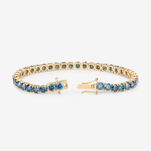 14.33 Carat Genuine Blue Diamond 14K Yellow Gold Bracelet Bids.com