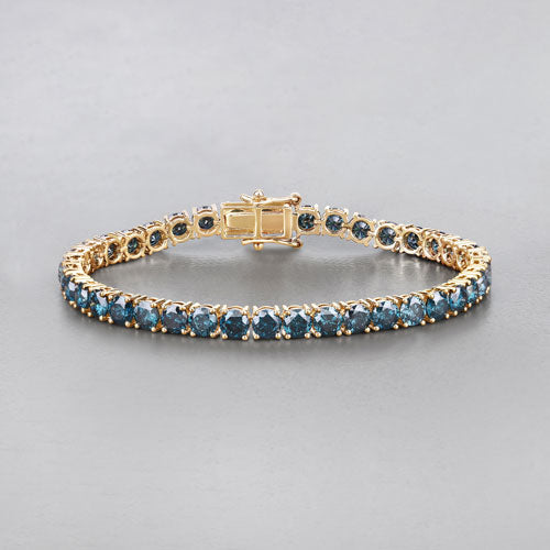14.33 Carat Genuine Blue Diamond 14K Yellow Gold Bracelet Bids.com