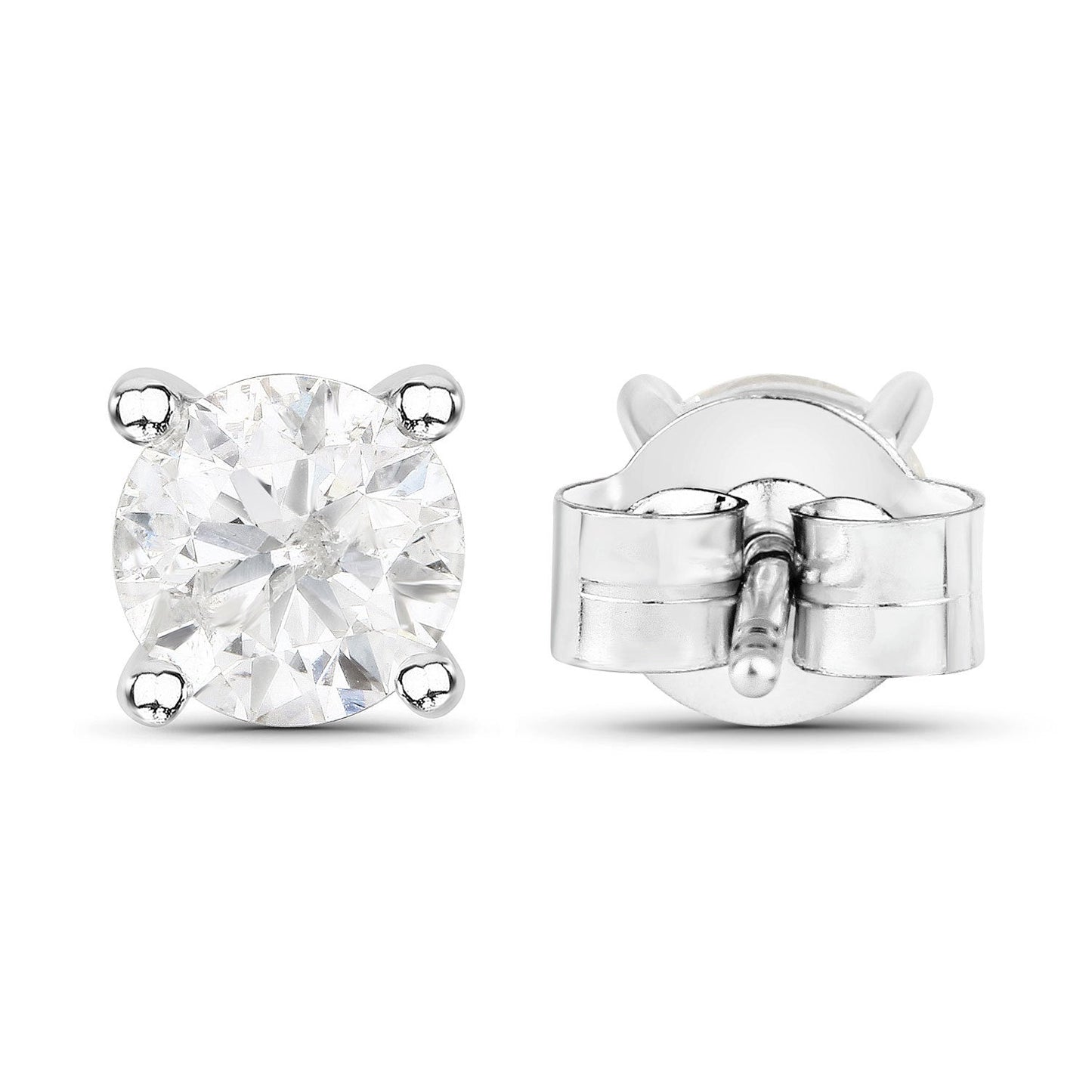 1.02 Carat Genuine White Diamond 14K White Gold Earrings Bids.com