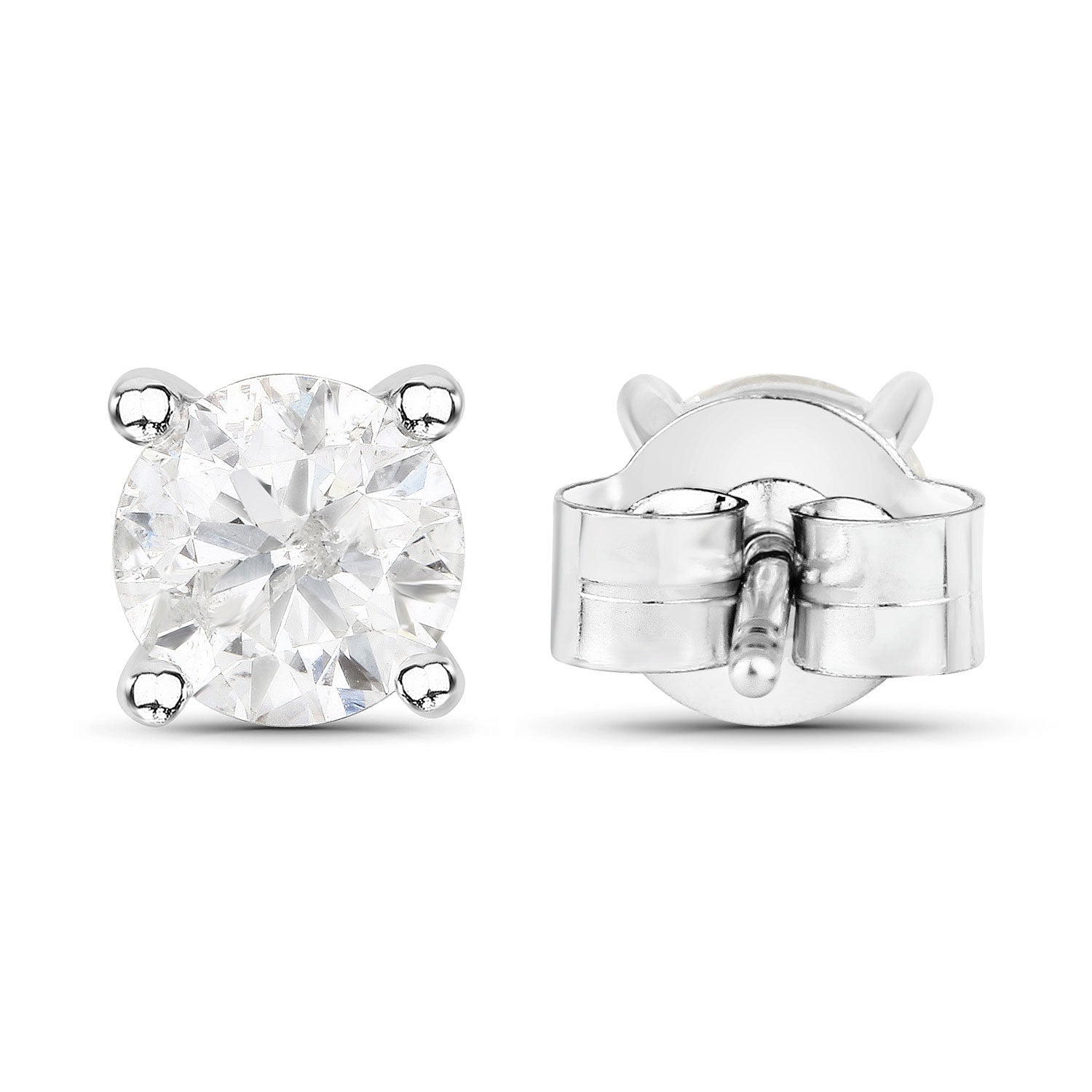 1.02 Carat Genuine White Diamond 14K White Gold Earrings Bids.com