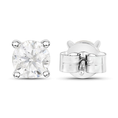 1.02 Carat Genuine White Diamond 14K White Gold Earrings Bids.com