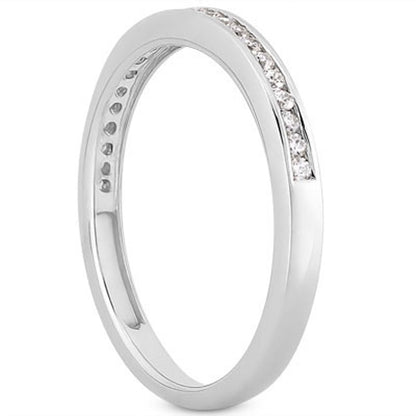 14k White Gold Slender Channel Set Diamond Wedding Ring Band Set 1/2 Around Bids.com