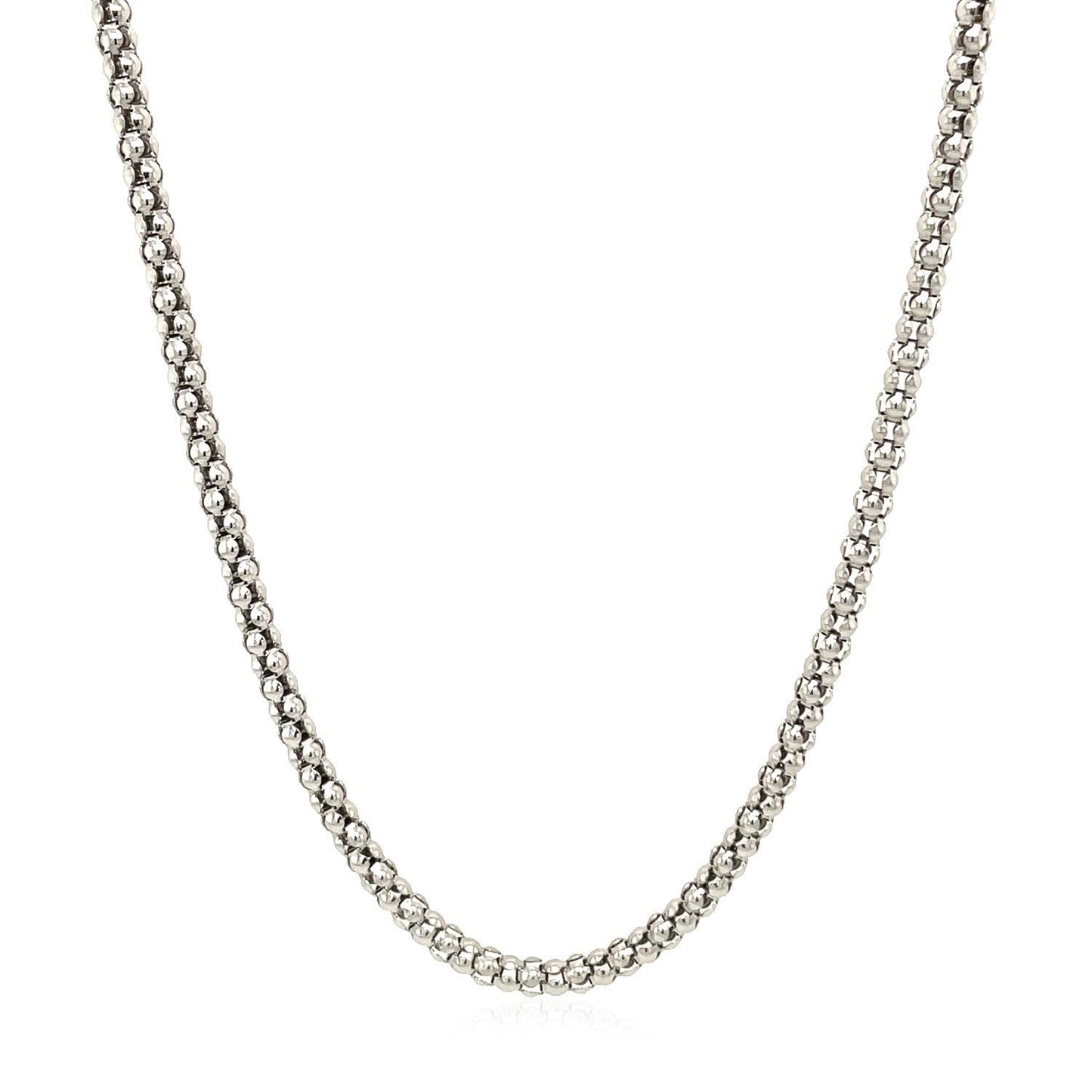 Rhodium Plated 2.5mm Sterling Silver Popcorn Style Chain Bids.com