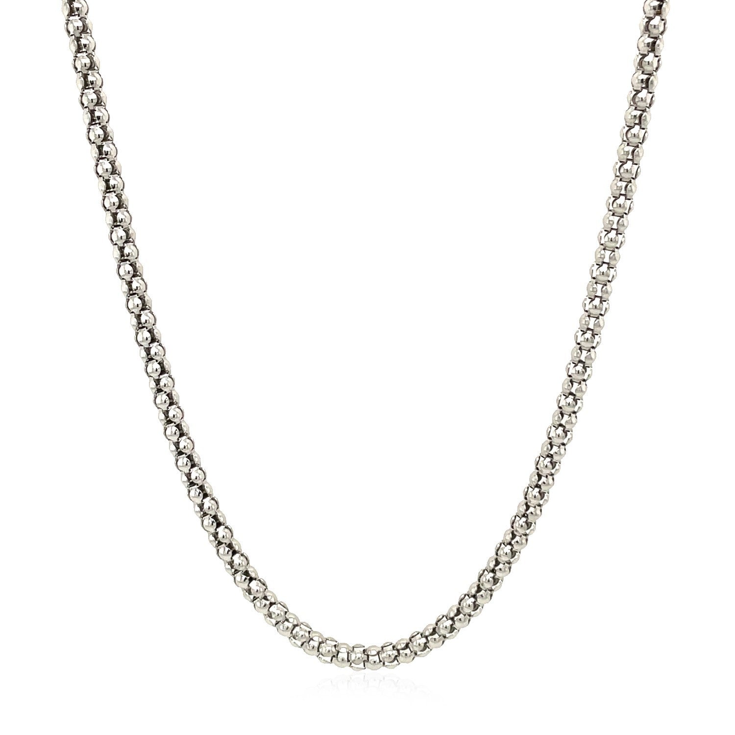 Rhodium Plated 2.5mm Sterling Silver Popcorn Style Chain Bids.com