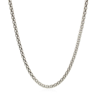 Rhodium Plated 2.5mm Sterling Silver Popcorn Style Chain Bids.com