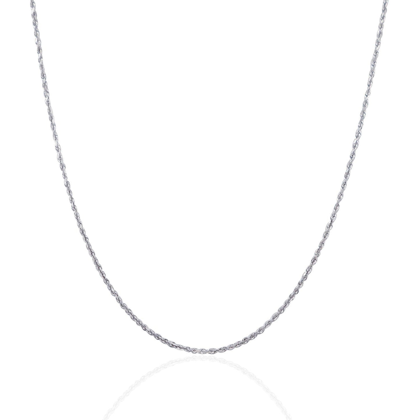 10k White Gold Solid Diamond Cut Rope Chain 1.4mm Bids.com
