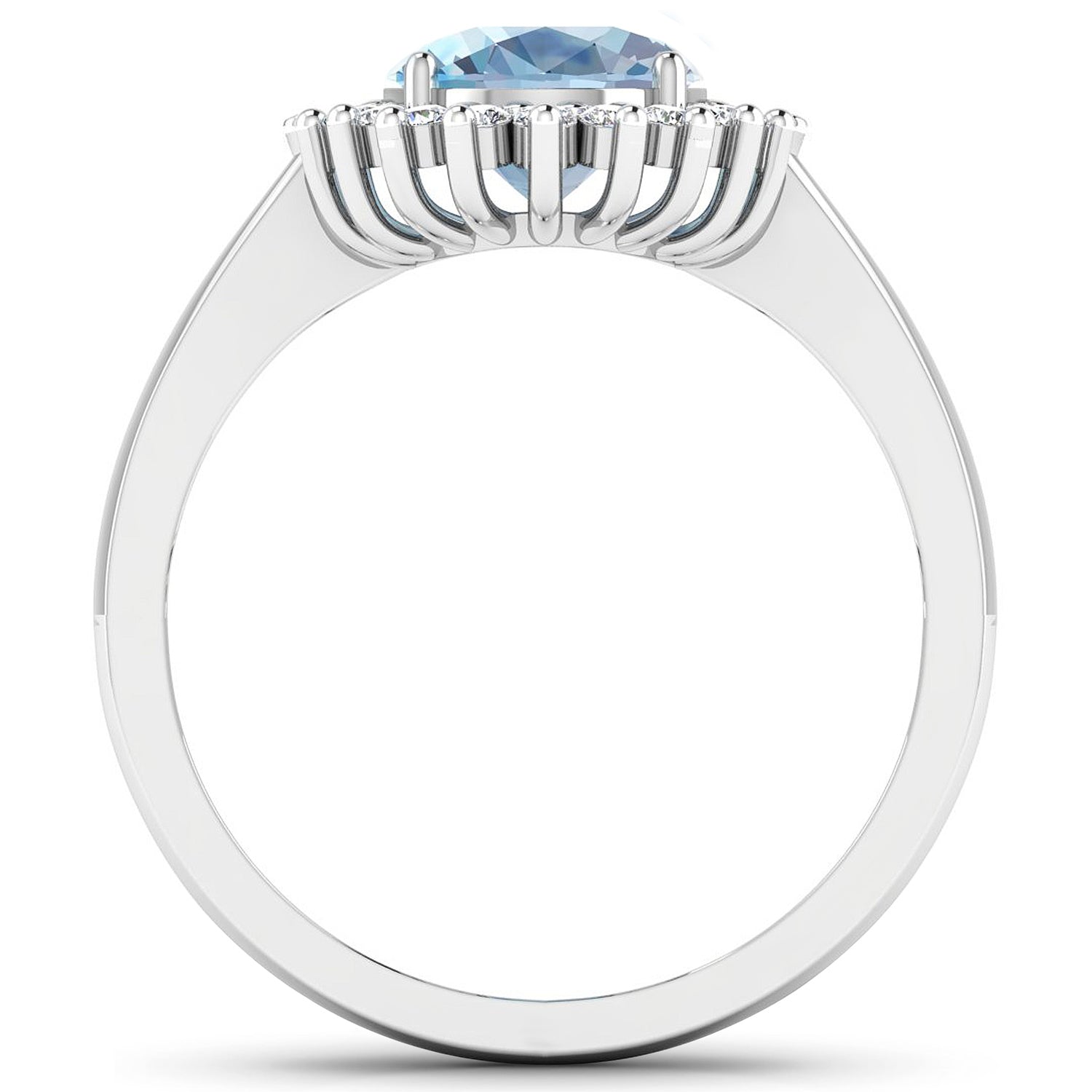 1.24 Carat Genuine Aquamarine and White Diamond 14K White Gold Ring Bids.com